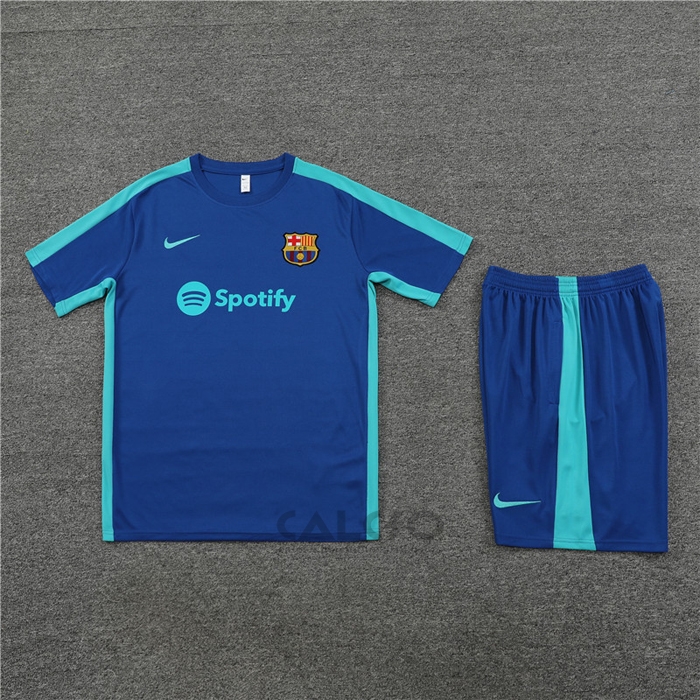 Tuta da Track FC Barcellona Manica Corta 2023-2024 Blu - Pantaloncini
